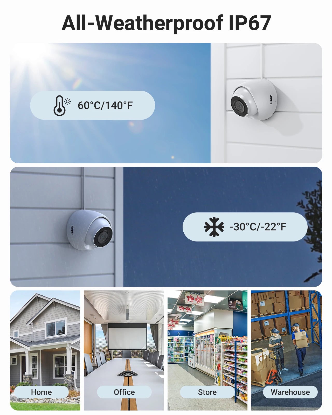 ANNKE 4PCS 5MP 3K IR Network IP Cameras with 2.8mm Lens Human Vehicle Detection Camera Built-in Mic Support PoE DC12V Cameras