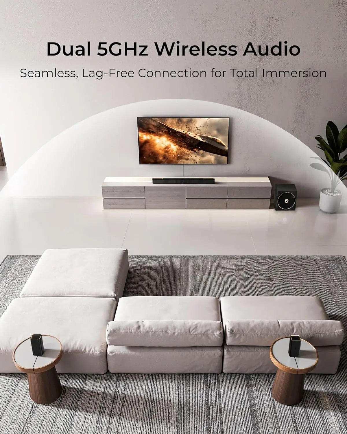 Ultimea 5.1.4ch 760W Dolby Atmos Sound Bar Sys: 2 Wireless Surround & 8" Sub for Deep Bass, 4K HDR Passthrough, APP Control