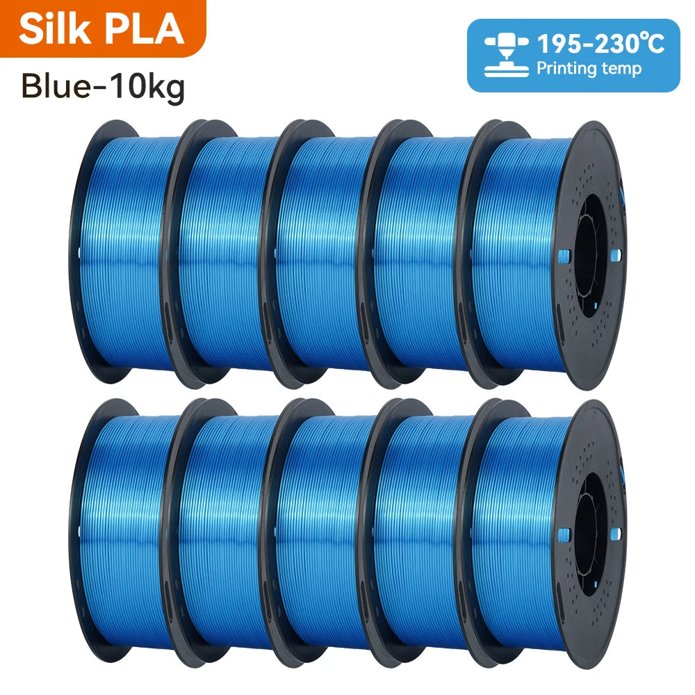 KINGROON 10KG Silk PLA Filament Mix-color Set 1.75mm Clog-Free Shiny Special Color 3D Printer Filament,1kg Spool Fit Most Printe
