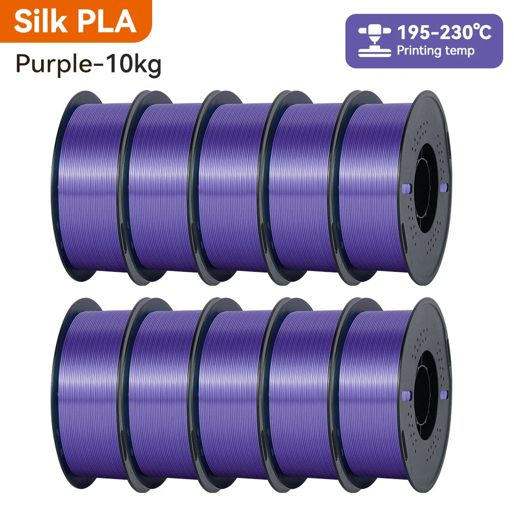 KINGROON 10KG Silk PLA Filament Mix-color Set 1.75mm Clog-Free Shiny Special Color 3D Printer Filament,1kg Spool Fit Most Printe