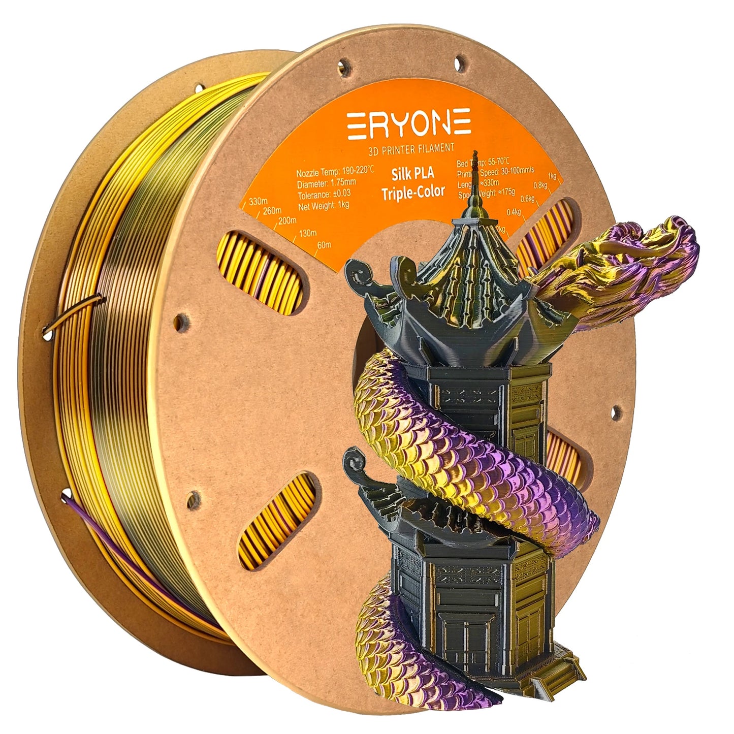 ERYONE 1/3/5KG Triple Color Silk PLA Premium Filament 3D Print Big Sale,Multicolor Available,1kg silk pla triple color filament