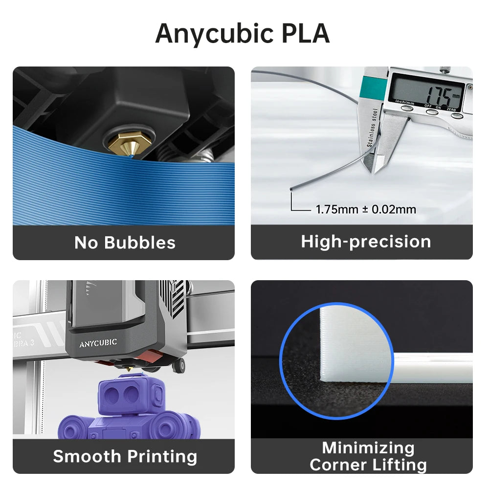 ANYCUBIC Refill PLA Filament 3D Printer 1.75mm 1kg/Roll Plastic Rubber Consumables Material For FDM 3D Printer for Kobra 3 S1C