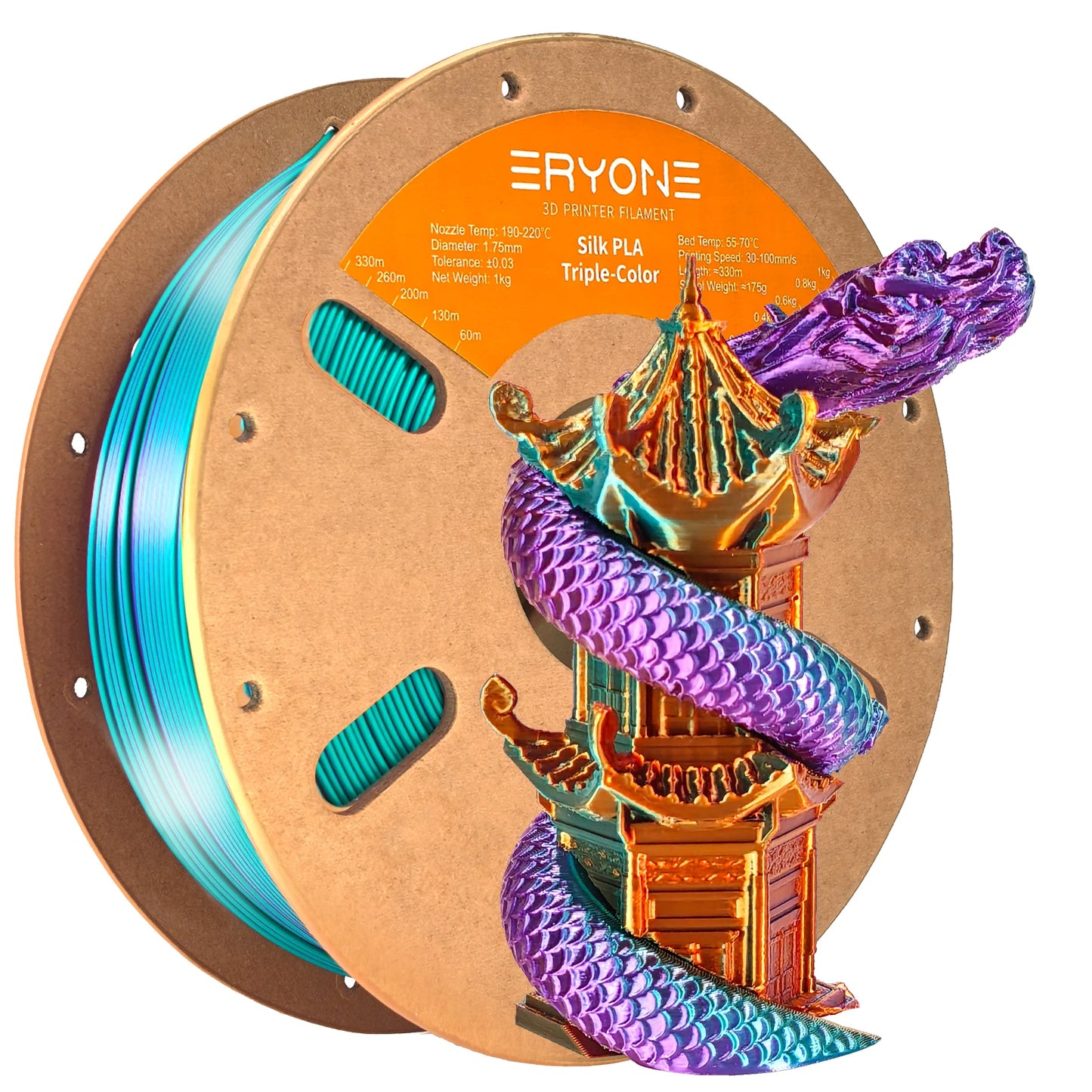 ERYONE 1/3/5KG Triple Color Silk PLA Premium Filament 3D Print Big Sale,Multicolor Available,1kg silk pla triple color filament