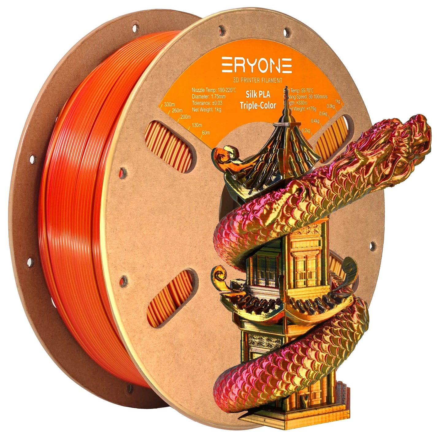 ERYONE 1/3/5KG Triple Color Silk PLA Premium Filament 3D Print Big Sale,Multicolor Available,1kg silk pla triple color filament