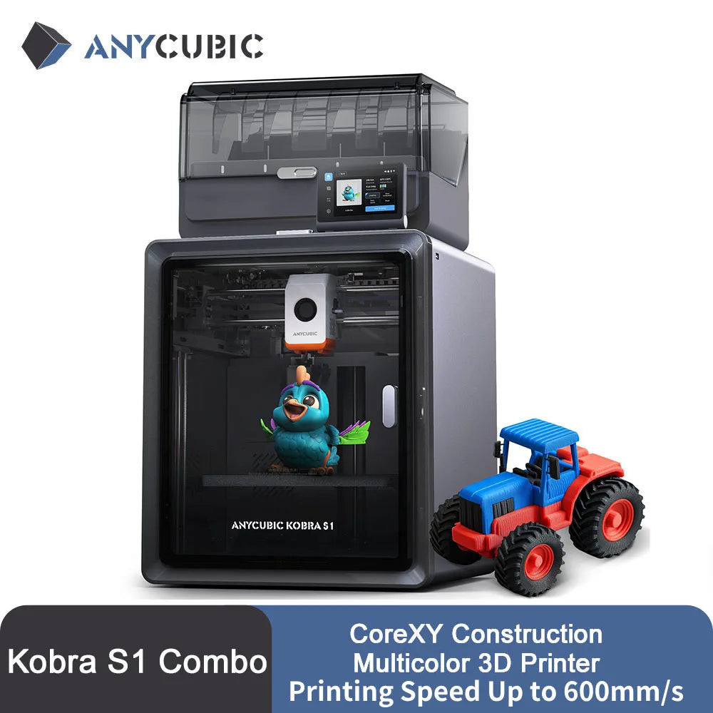 Anycubic Kobra S1 Combo Multi-Color 3D Printer Max Speed 600mm/s Core XY Stable Structure High Precision 3D Printer