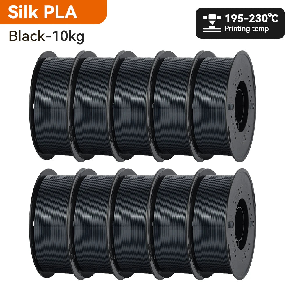 KINGROON 10KG Silk PLA Filament Mix-color Set 1.75mm Clog-Free Shiny Special Color 3D Printer Filament,1kg Spool Fit Most Printe
