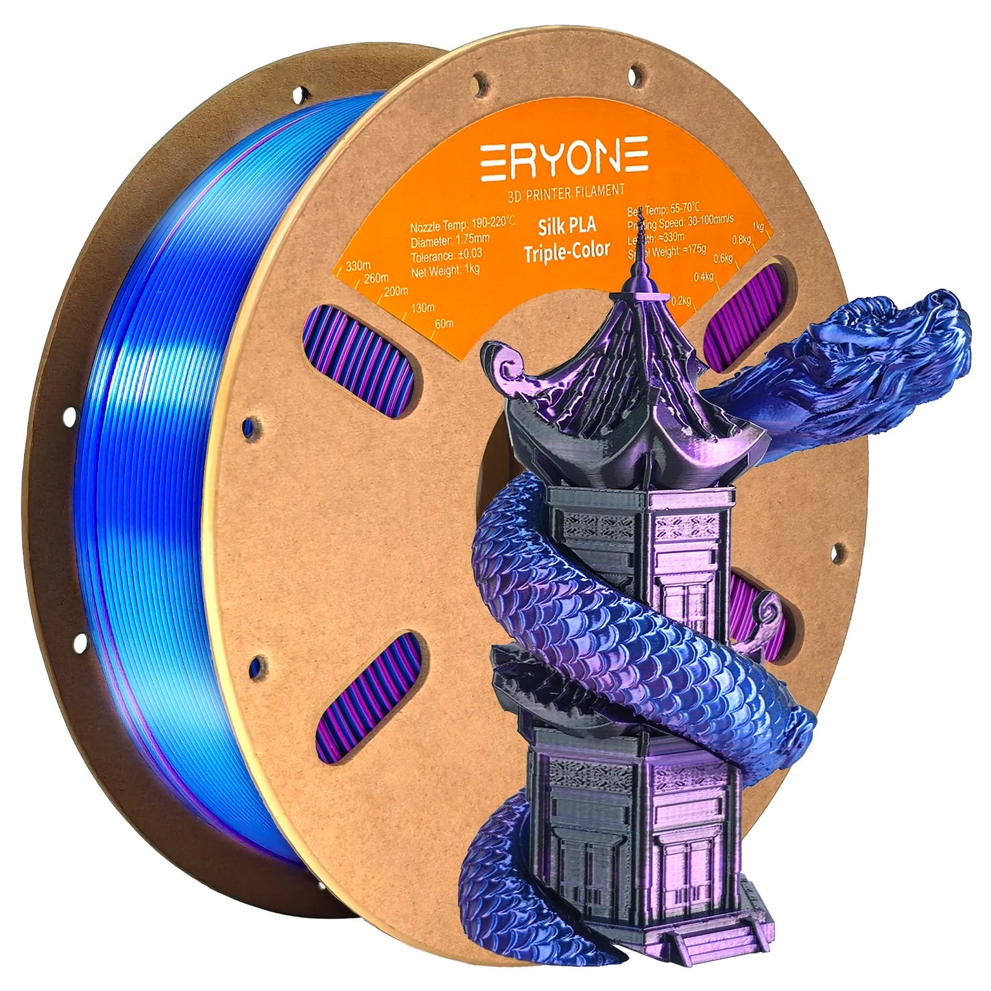 ERYONE 1/3/5KG Triple Color Silk PLA Premium Filament 3D Print Big Sale,Multicolor Available,1kg silk pla triple color filament