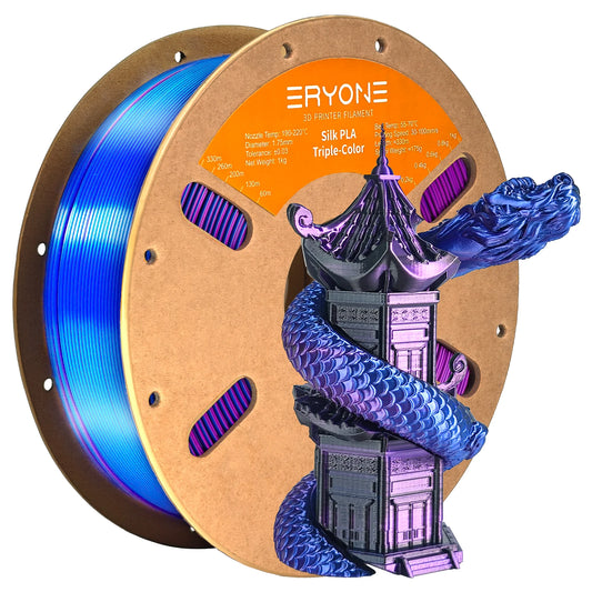 ERYONE 1/3/5KG Triple Color Silk PLA Premium Filament 3D Print Big Sale,Multicolor Available,1kg silk pla triple color filament