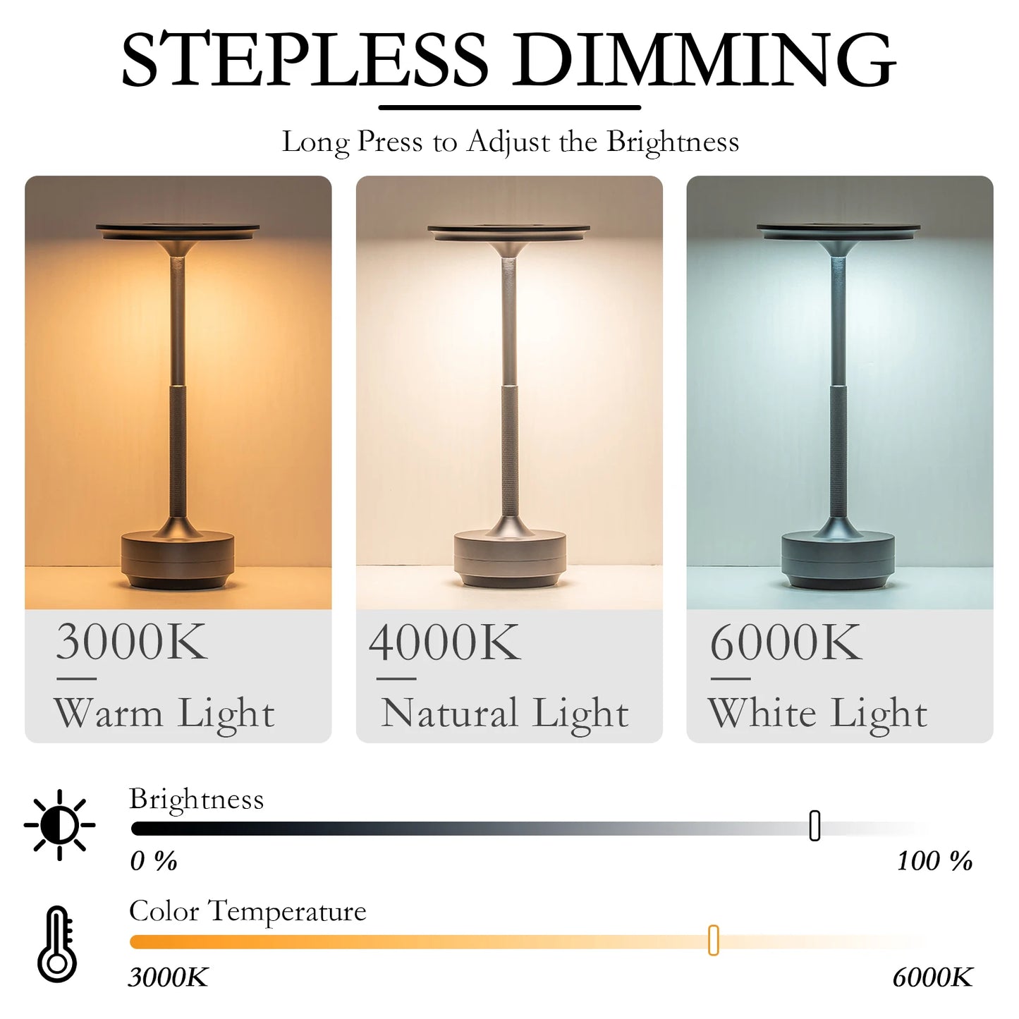 Rechargeable Wireless Table Lamp LED Touch Sensor Desktop Night Light Reading Lamp for Restaurant Hotel Bar Bedroom Decor Light