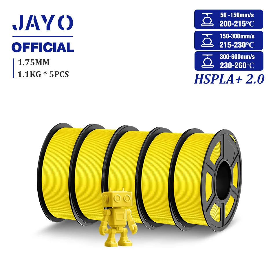 JAYO Upgrade 2.0 High Speed PLA PLUS 600MM/S 3D Printer Filament PLA+3D Filament 1.75MM 5Rolls High Toughness Filament