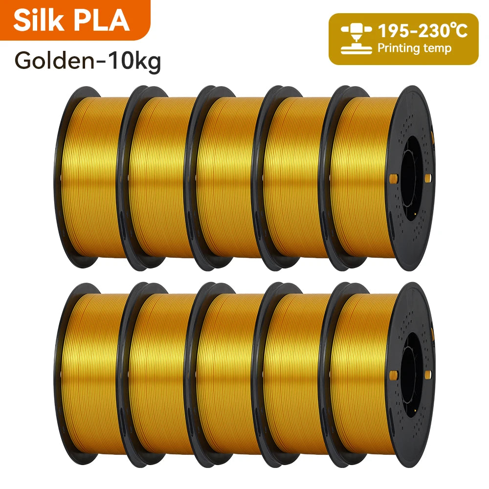 KINGROON 10KG Silk PLA Filament Mix-color Set 1.75mm Clog-Free Shiny Special Color 3D Printer Filament,1kg Spool Fit Most Printe