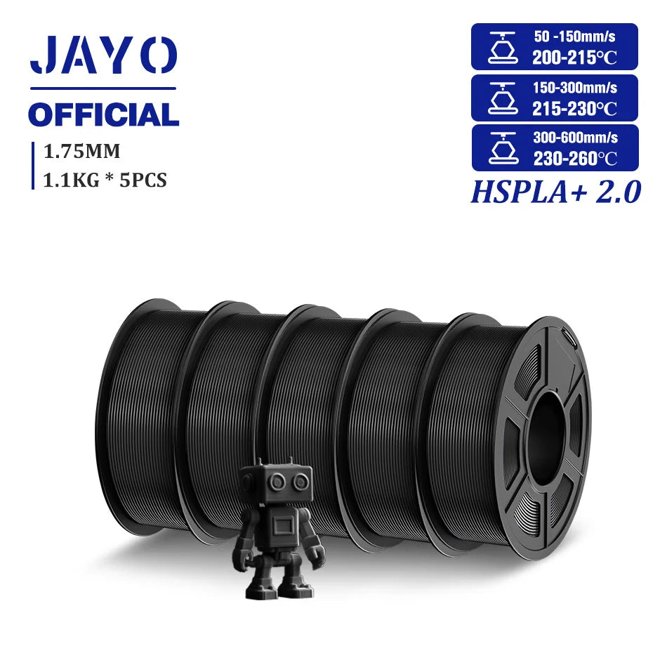 JAYO Upgrade 2.0 High Speed PLA PLUS 600MM/S 3D Printer Filament PLA+3D Filament 1.75MM 5Rolls High Toughness Filament