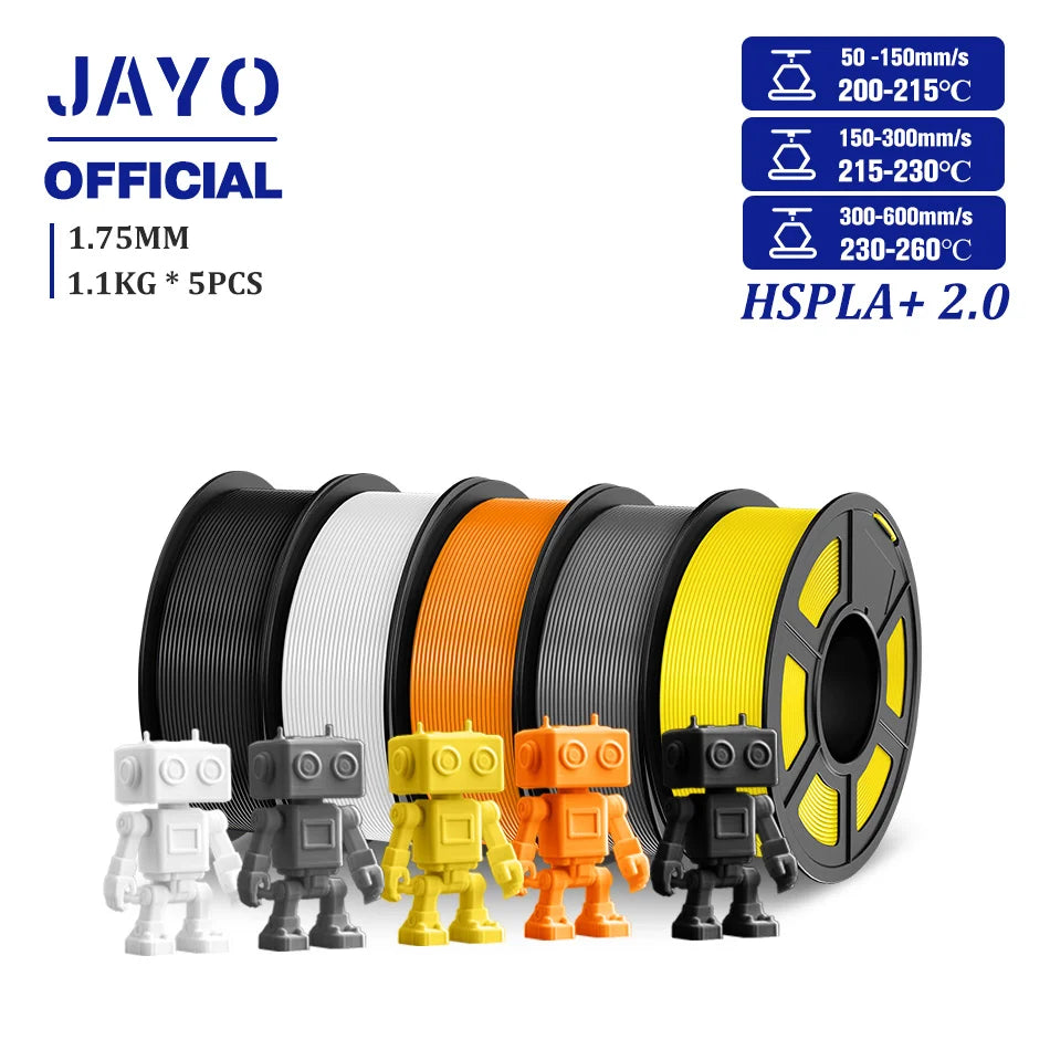 JAYO Upgrade 2.0 High Speed PLA PLUS 600MM/S 3D Printer Filament PLA+3D Filament 1.75MM 5Rolls High Toughness Filament