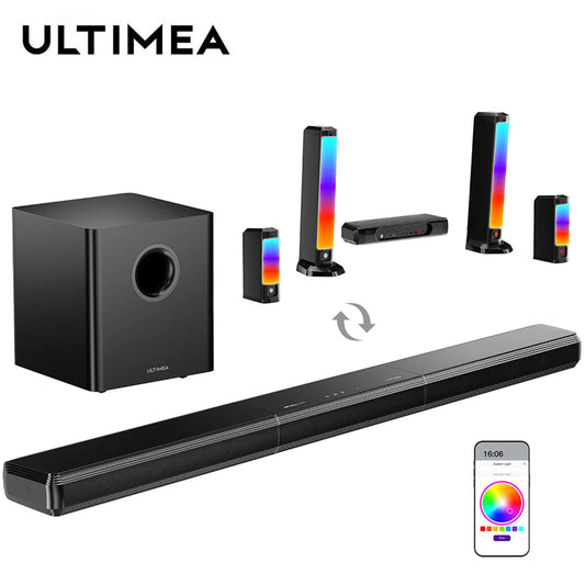 ULTIMEA 9.1ch Dolby Atmos Detachable Soundbar with Subwoofer&Rear Speakers, Surround Sound System for TV, RGB Light, APP Control