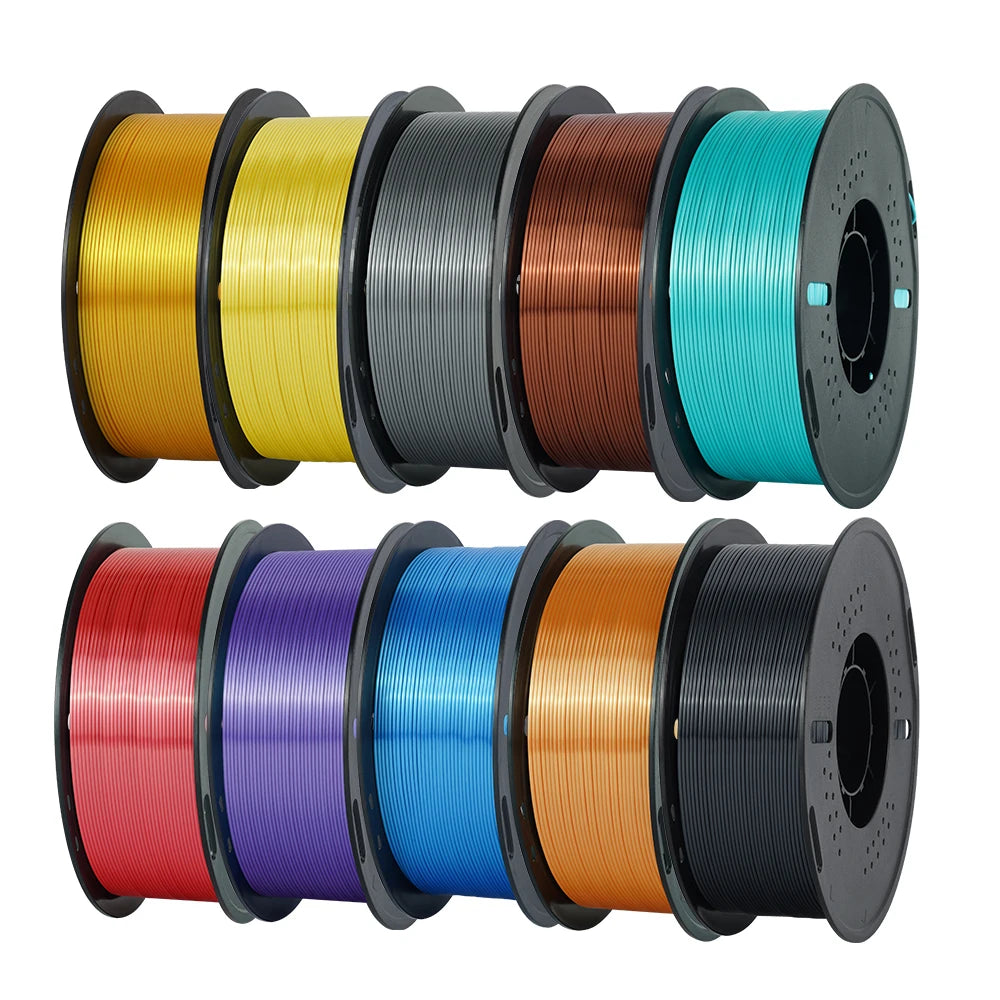 KINGROON 10KG Silk PLA Filament Mix-color Set 1.75mm Clog-Free Shiny Special Color 3D Printer Filament,1kg Spool Fit Most Printe
