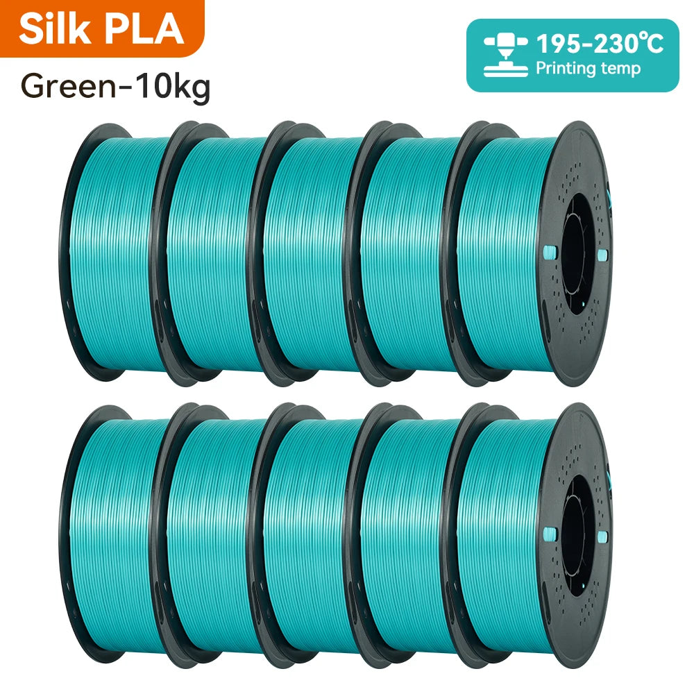 KINGROON 10KG Silk PLA Filament Mix-color Set 1.75mm Clog-Free Shiny Special Color 3D Printer Filament,1kg Spool Fit Most Printe