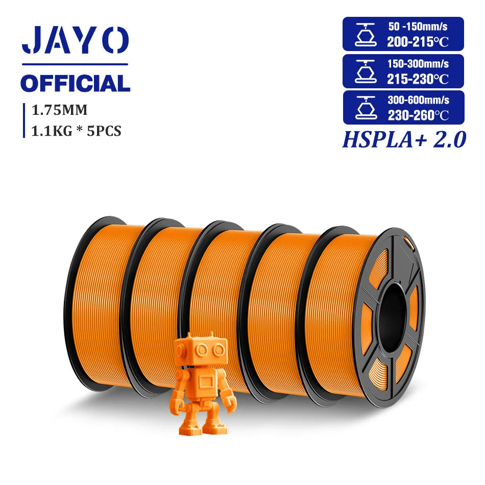 JAYO Upgrade 2.0 High Speed PLA PLUS 600MM/S 3D Printer Filament PLA+3D Filament 1.75MM 5Rolls High Toughness Filament