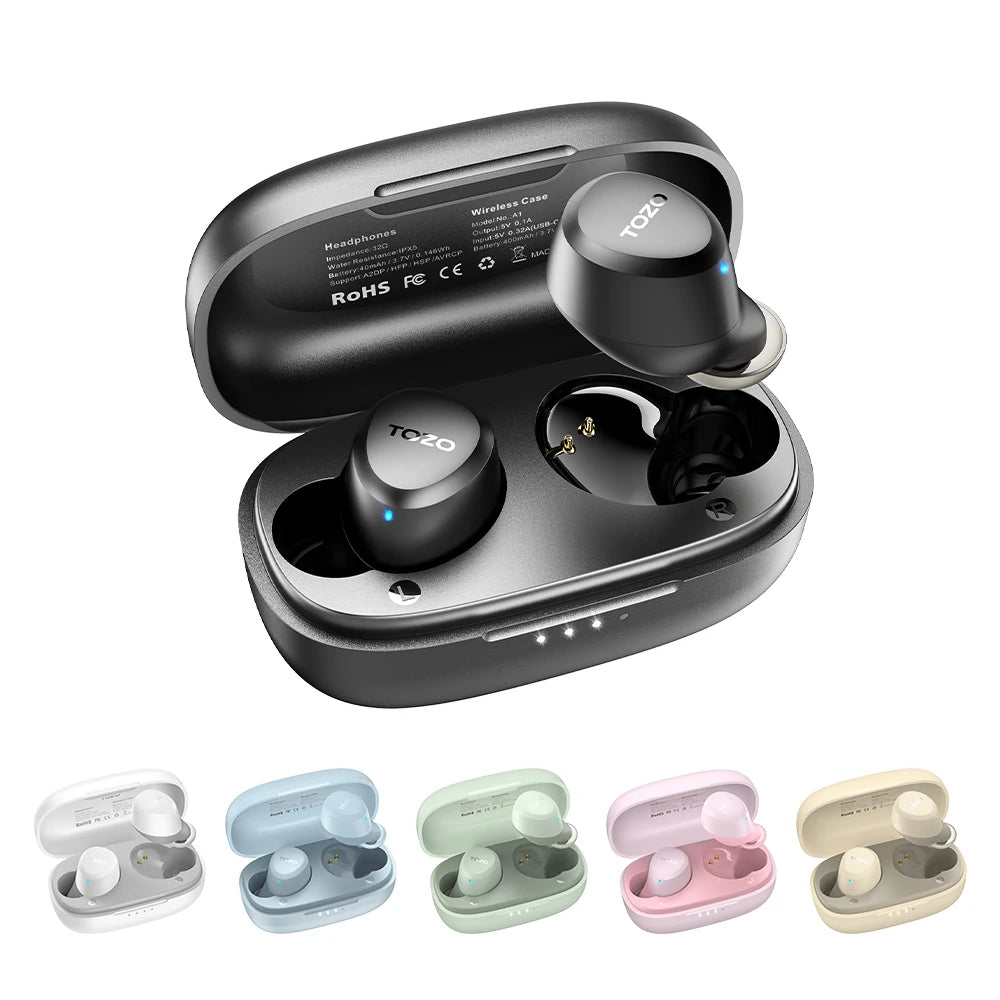 Refurbished TOZO TWS Earbuds in-Ear Wireless Bluetooth Headsets with With Mic Touch Control Sport Waterproof for Iphone Android