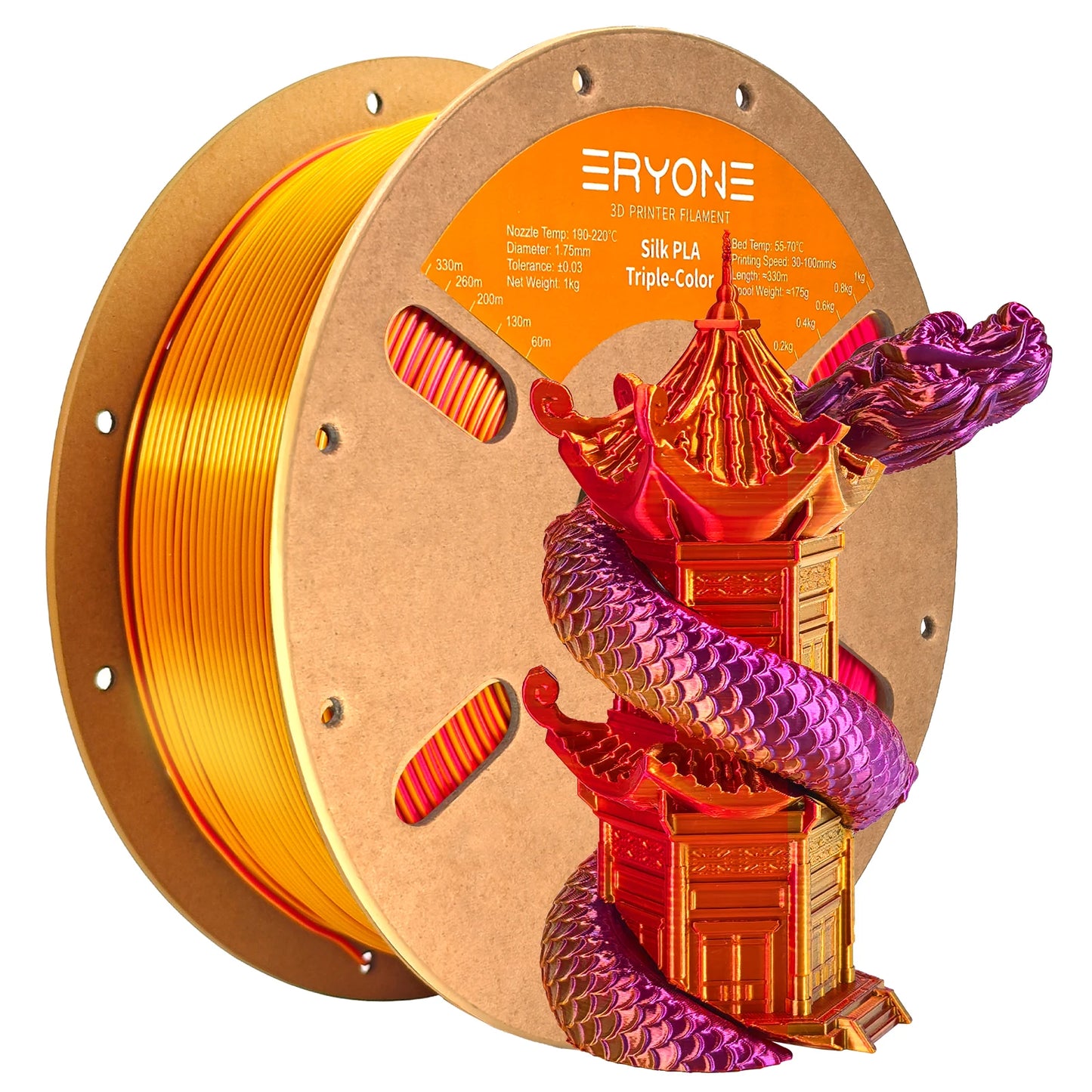 ERYONE 1/3/5KG Triple Color Silk PLA Premium Filament 3D Print Big Sale,Multicolor Available,1kg silk pla triple color filament