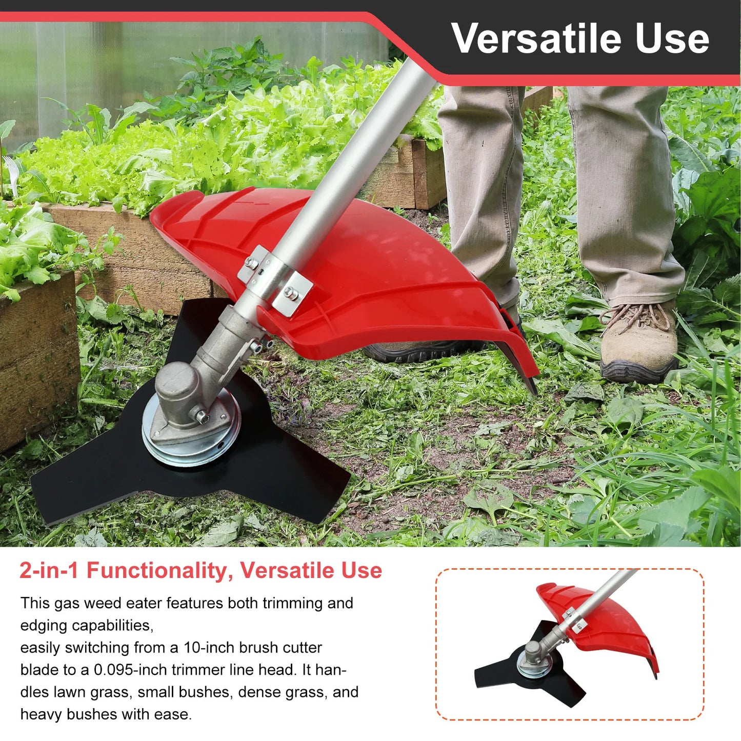 4-Stroke Gas Weed Eater 31cc 15lb 13 in Straight Shaft Trimmer Cordless Weed Wacker Light High-Power for Lawns and Garden Care