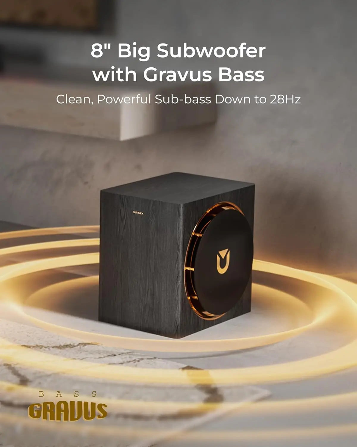 Ultimea 5.1.4ch 760W Dolby Atmos Sound Bar Sys: 2 Wireless Surround & 8" Sub for Deep Bass, 4K HDR Passthrough, APP Control