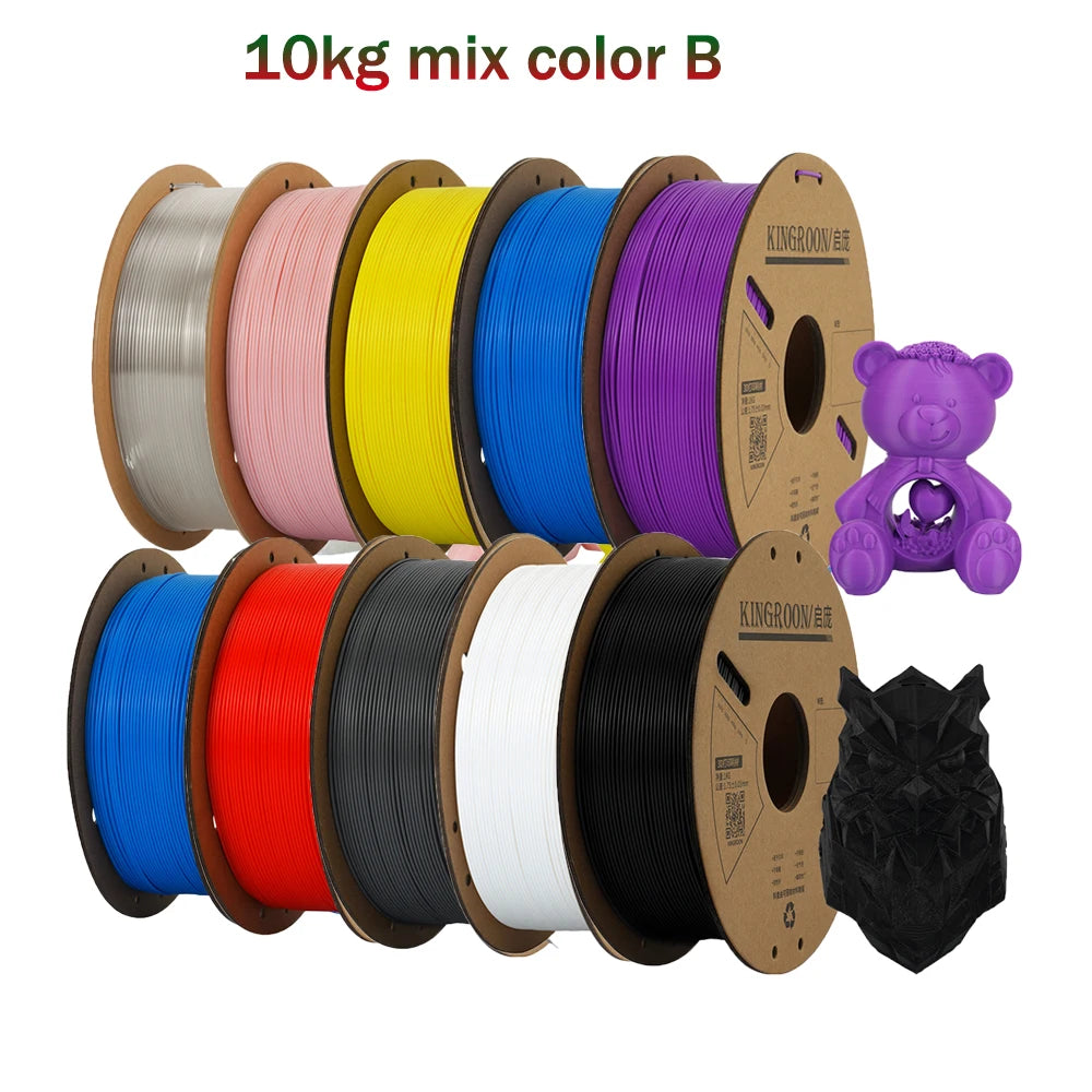 KINGROON PLA Filament 1.75mm 3D Printer Filament 5/10Rolls 3D Printing Plastic Material 100% No Bubble for FDM 3D Printer MIX