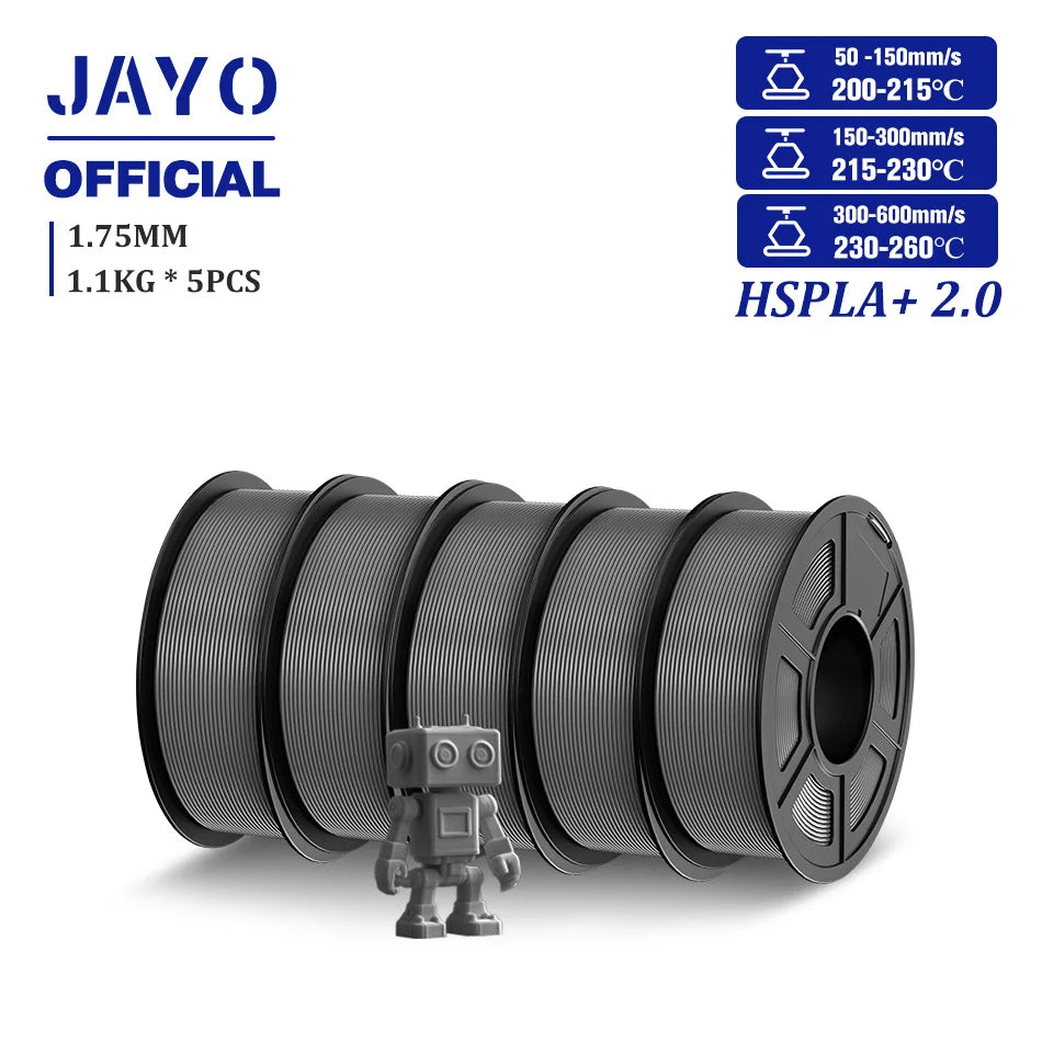 JAYO Upgrade 2.0 High Speed PLA PLUS 600MM/S 3D Printer Filament PLA+3D Filament 1.75MM 5Rolls High Toughness Filament