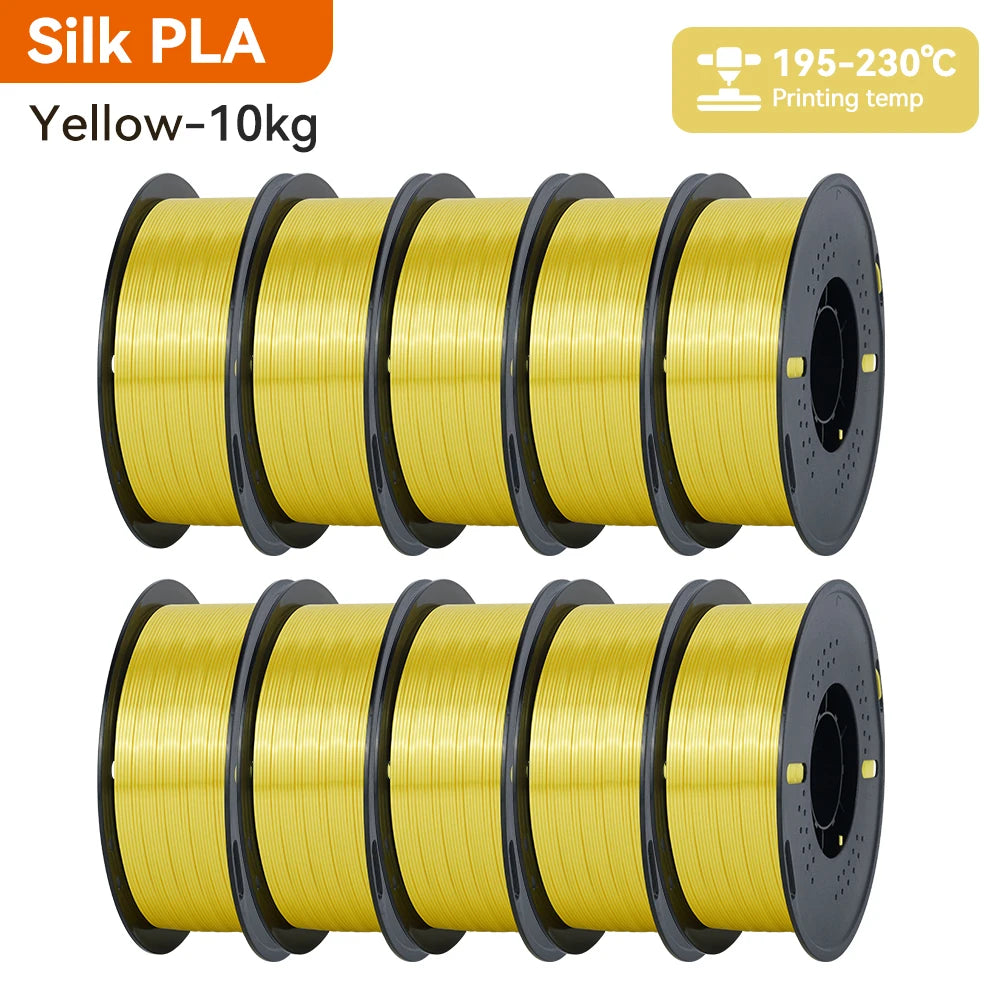 KINGROON 10KG Silk PLA Filament Mix-color Set 1.75mm Clog-Free Shiny Special Color 3D Printer Filament,1kg Spool Fit Most Printe