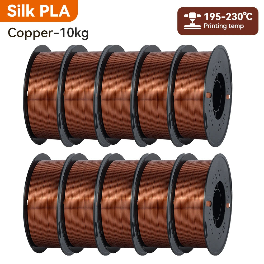 KINGROON 10KG Silk PLA Filament Mix-color Set 1.75mm Clog-Free Shiny Special Color 3D Printer Filament,1kg Spool Fit Most Printe