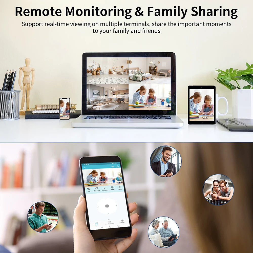 Vstarcam Indoor Security Camera for Home 360° Coverage Color Night Vision 2-Way Audio Motion Detection Customize Zone