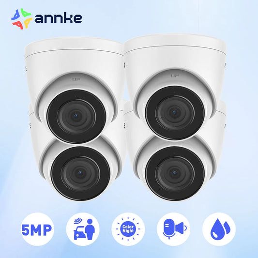 ANNKE 4PCS 5MP 3K IR Network IP Cameras with 2.8mm Lens Human Vehicle Detection Camera Built-in Mic Support PoE DC12V Cameras