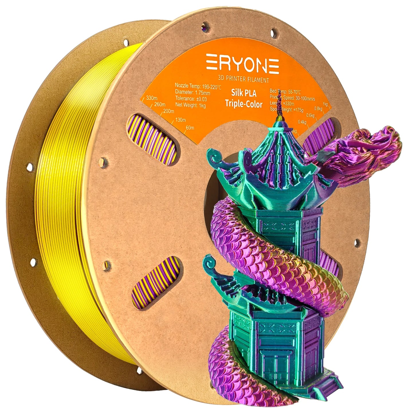 ERYONE 1/3/5KG Triple Color Silk PLA Premium Filament 3D Print Big Sale,Multicolor Available,1kg silk pla triple color filament