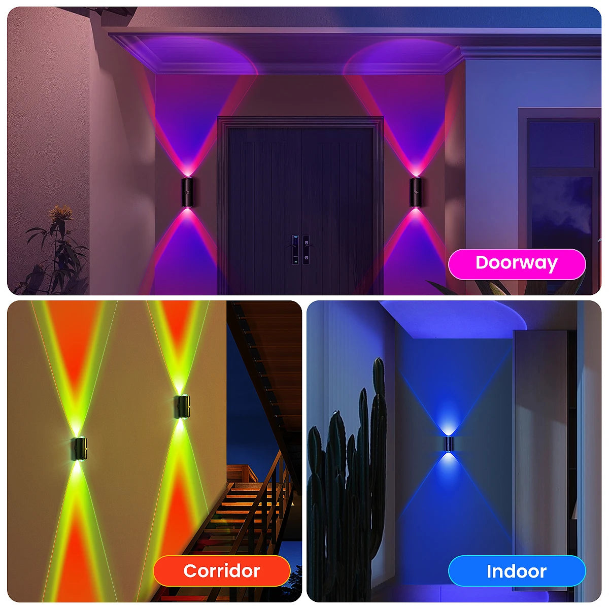 LED Motion Sensor Light, 8 Lighting Effects, Up/Down Lighting Design Rechargeable Cordless Wall Lamps for Indoor Bedroom Hallway