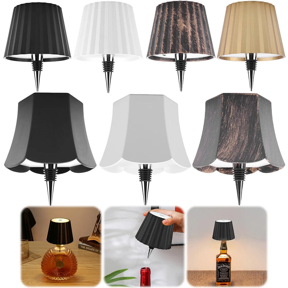 1Pcs Wireless Bottle Table Lamp Touch Control of 3 Colors and Stepless Dimming Night Lamp for Bar Wine Bottles Desk Lights