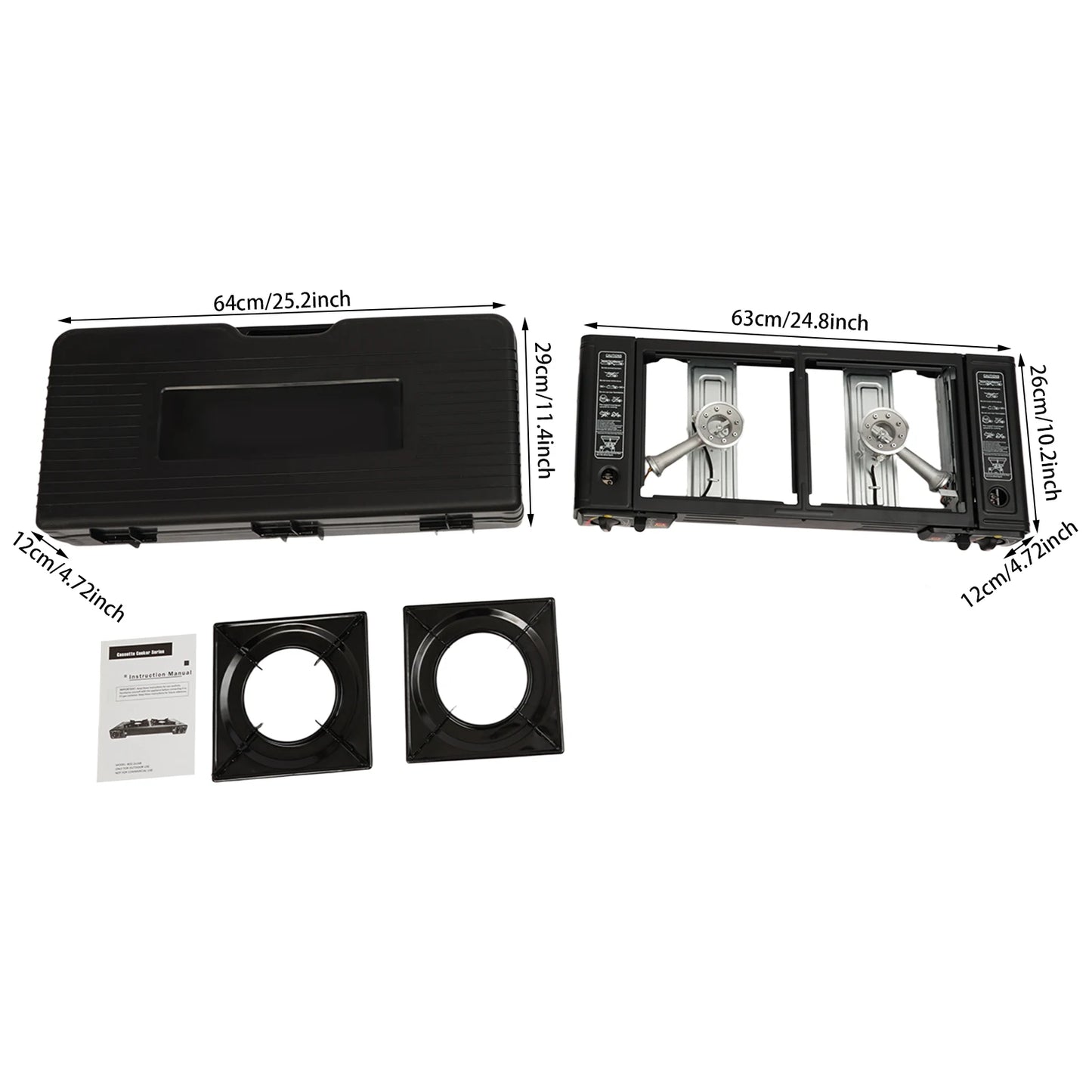 2 Burners Portable Camping Stove, 2.5KW Auto Ignition Butane/LPG Gas Stove w/Baking Tray+Carrying Case for RV Outdoor Picnic BBQ